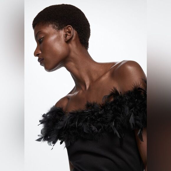 Mango off shoulder feather dress - Picture 6 of 8